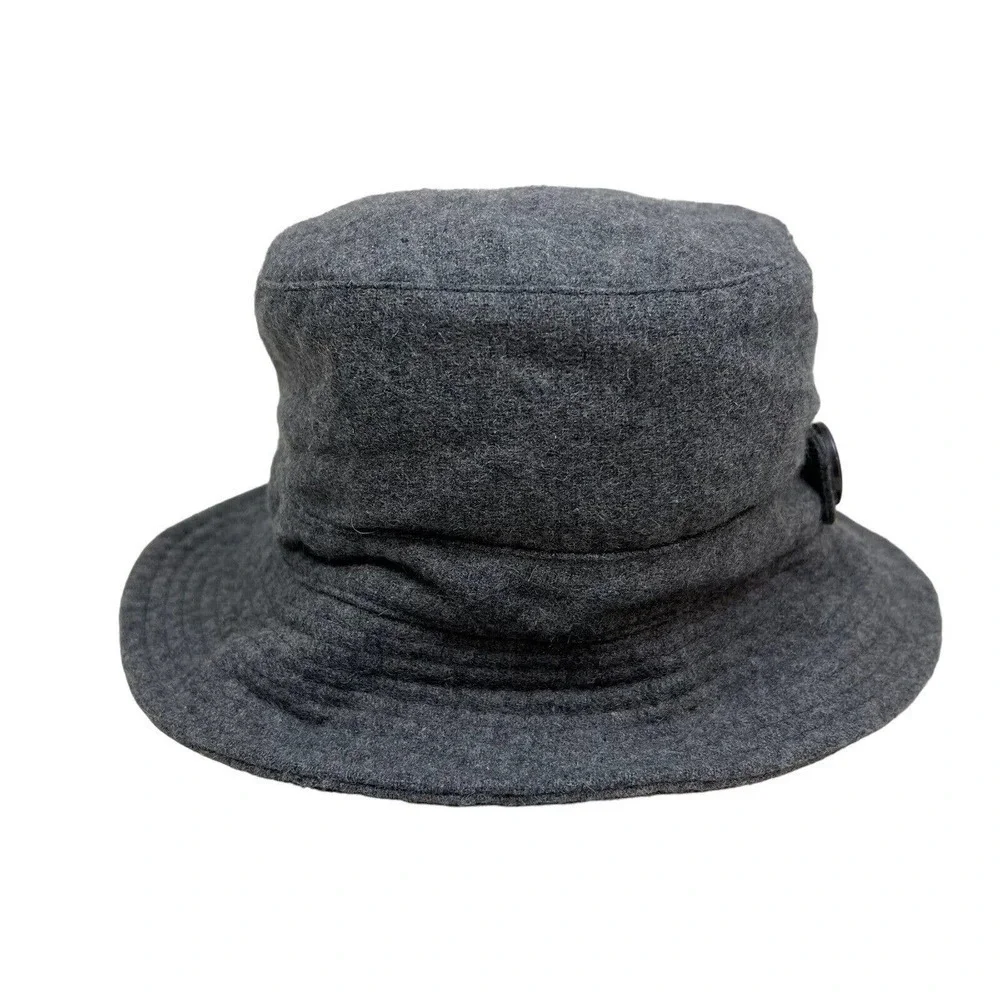 Nine & Company Bucket Hat Felt Lined‎ Button Detail Gray Women Size OSFA